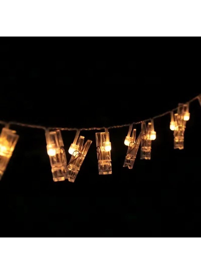 10 LED Photo Peg Clips String Lights Indoor Fairy Lights for Hanging Pictures Cards Ideas - Image 2